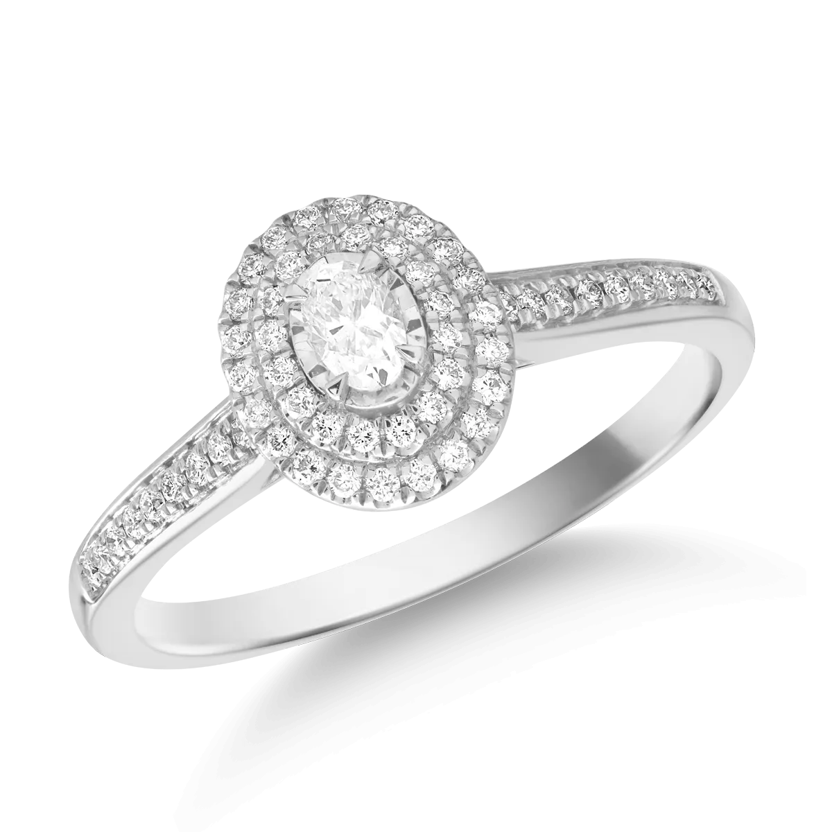 Teilor Inel din aur alb cu diamant oval de 0.1ct si diamante de 0.14ct