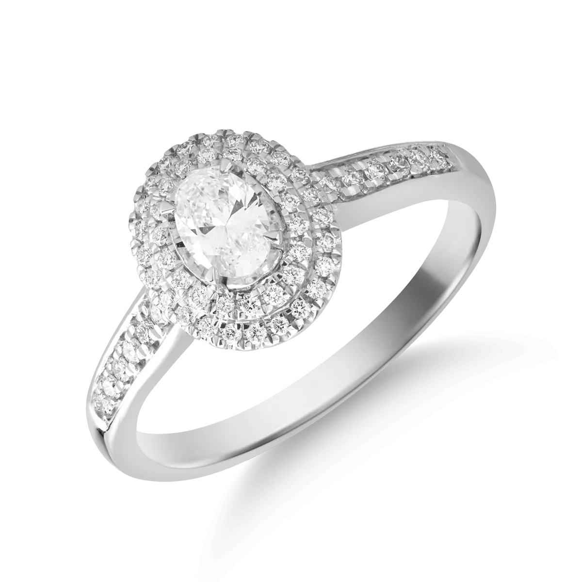 Teilor Inel din aur alb cu diamant oval de 0.2ct si diamante de 0.1ct
