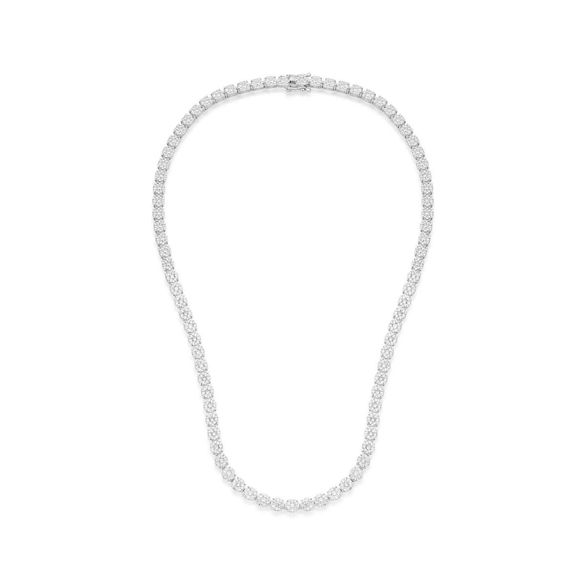 Colier tennis din aur alb cu diamante de 3ct