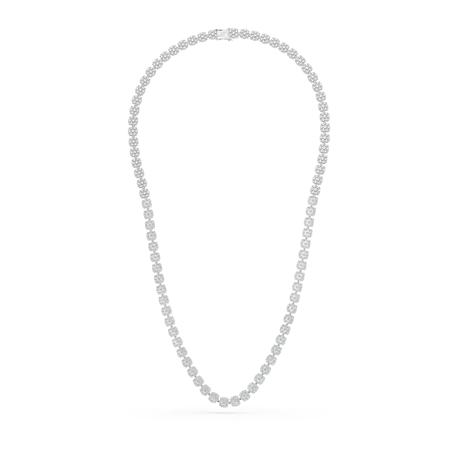 18K white gold tennis necklace with 3ct diamonds