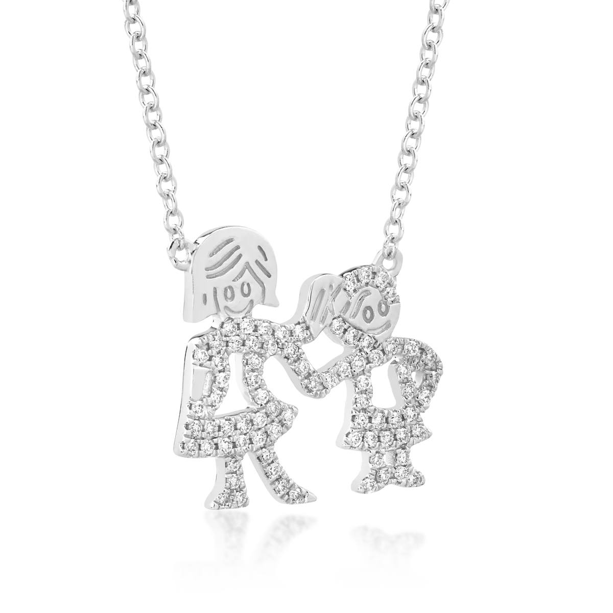 Lant cu pandantiv din aur alb cu diamante de 0.21ct