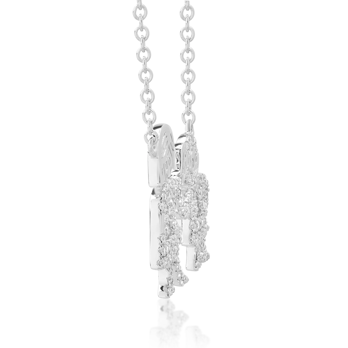 Lant cu pandantiv din aur alb cu diamante de 0.21ct