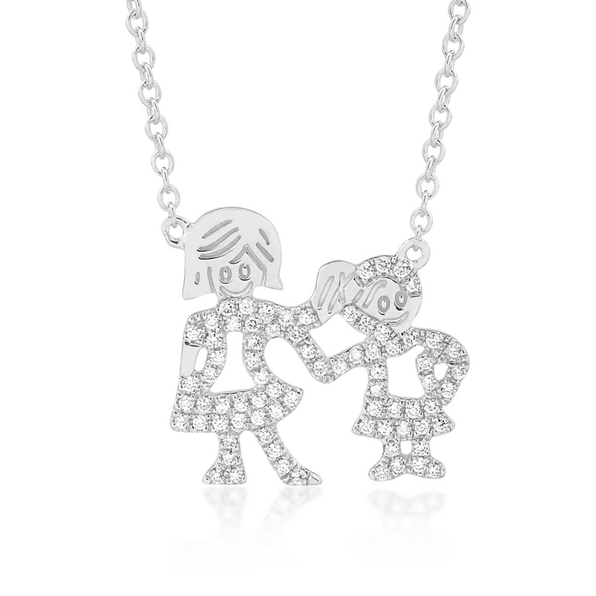 18K white gold chain with pendant with diamonds of 0.21ct