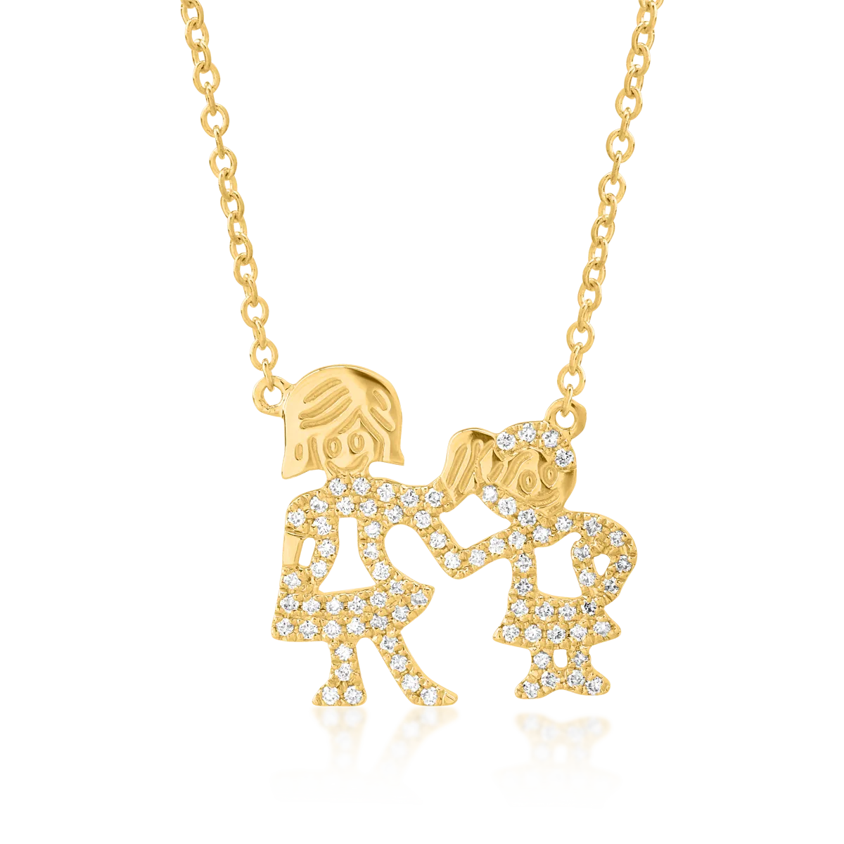 18K yellow gold chain with pendant with diamonds of 0.2ct