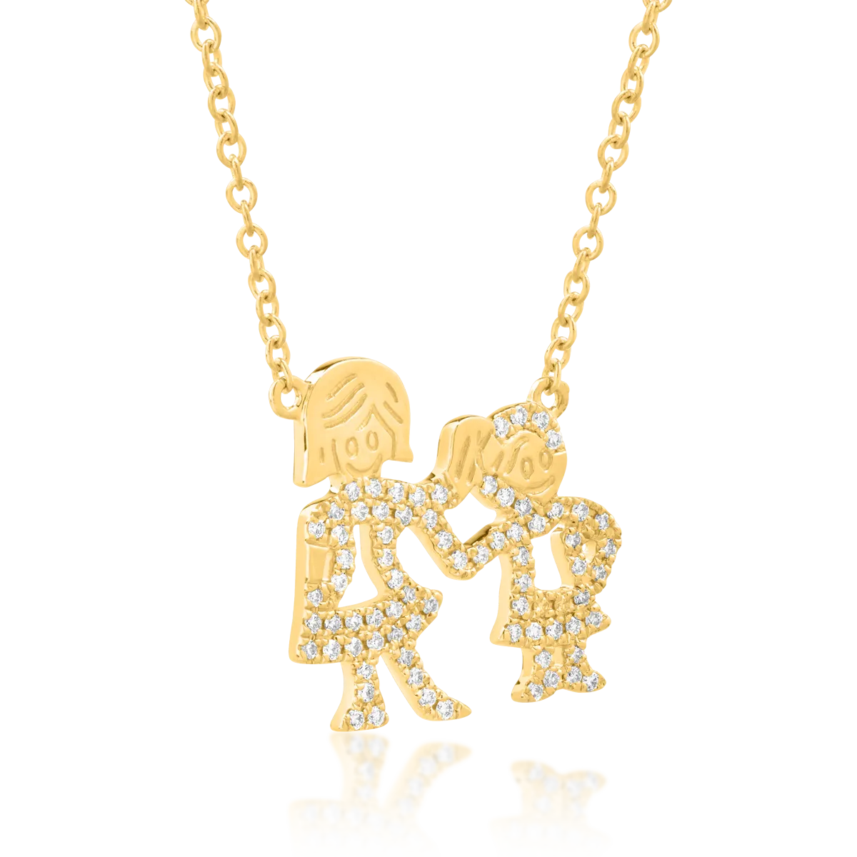 18K yellow gold chain with pendant with diamonds of 0.2ct