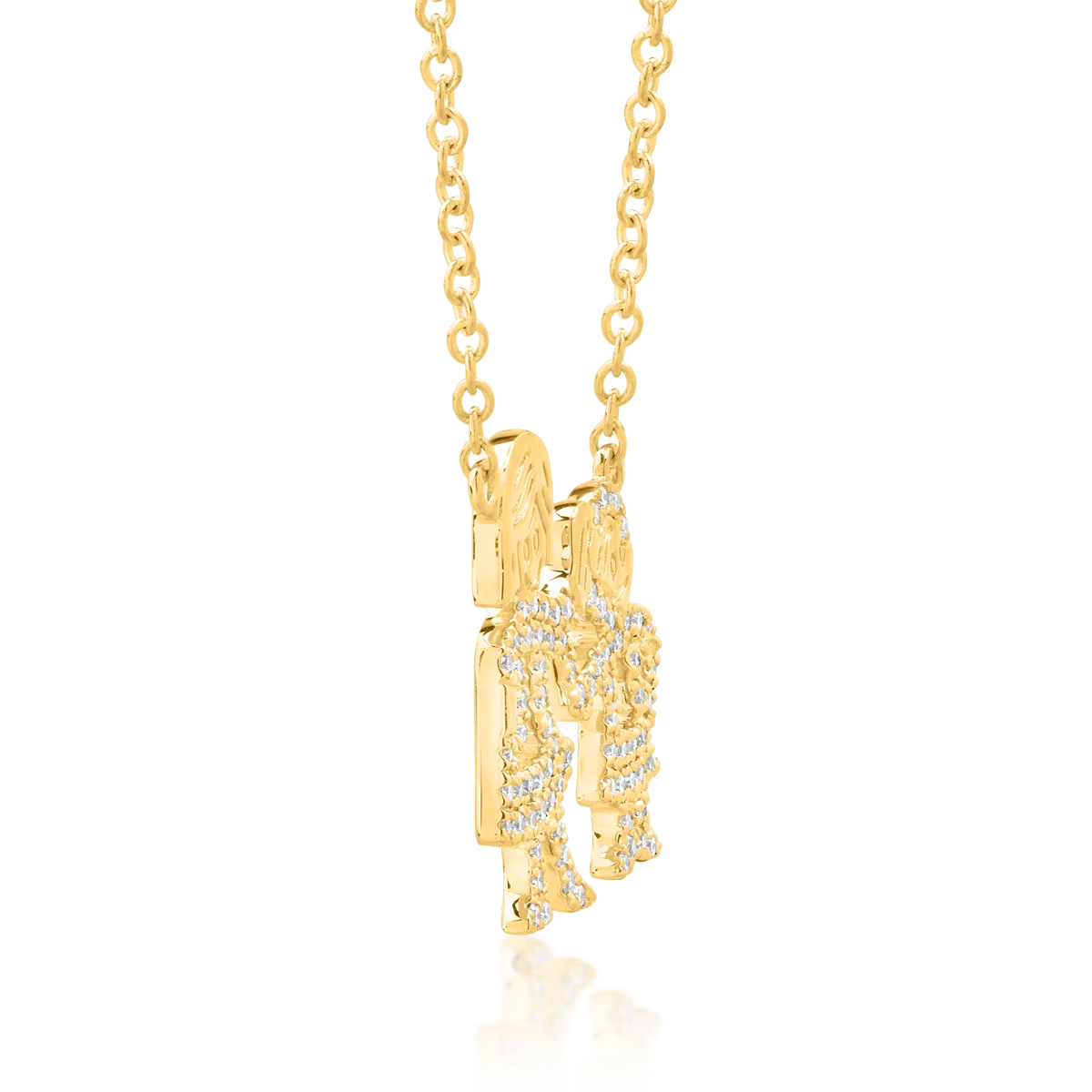 18K yellow gold chain with pendant with diamonds of 0.2ct