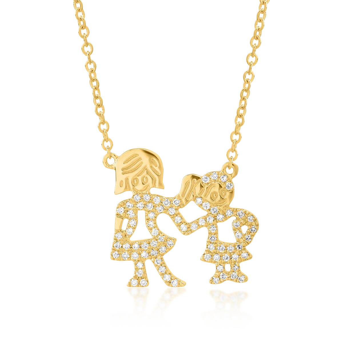 Lant cu pandantiv din aur galben cu diamante de 0.2ct
