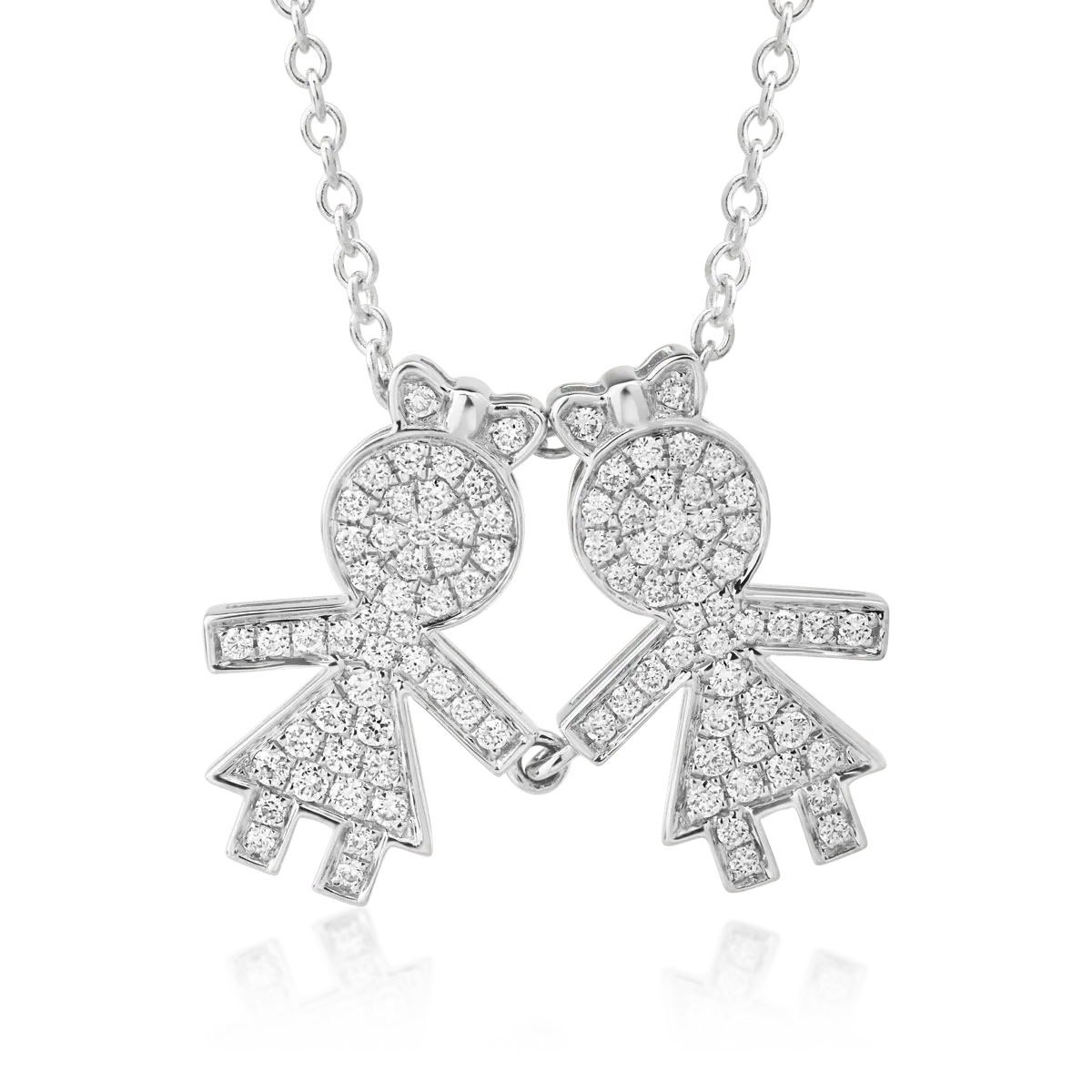 Lant cu pandantiv din aur alb de 18K cu diamante de 0.32ct-54161