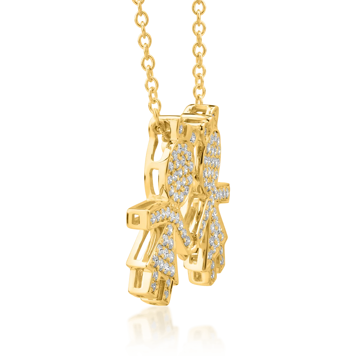 18K yellow gold chain with girl pendant with diamonds of 0.33ct