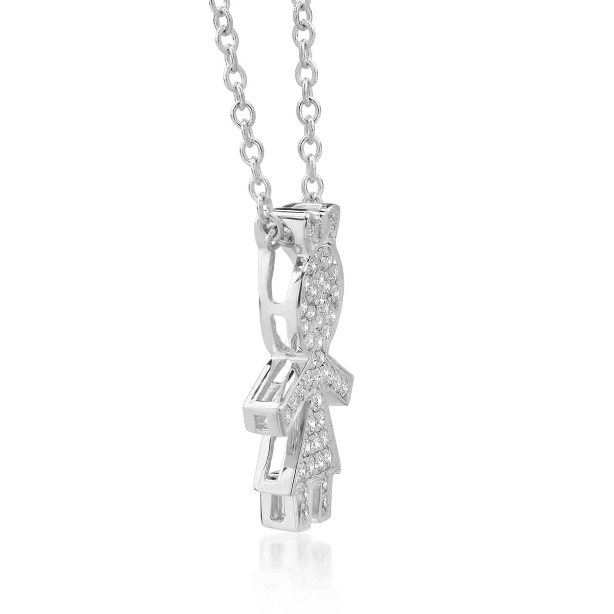18K white gold chain with girl pendant with diamonds of 0.17ct