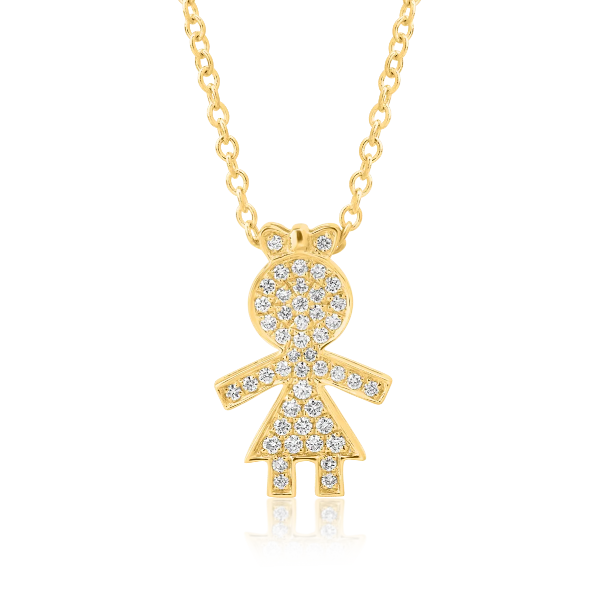Lant cu pandantiv fetita din aur galben cu diamante de 0.16ct