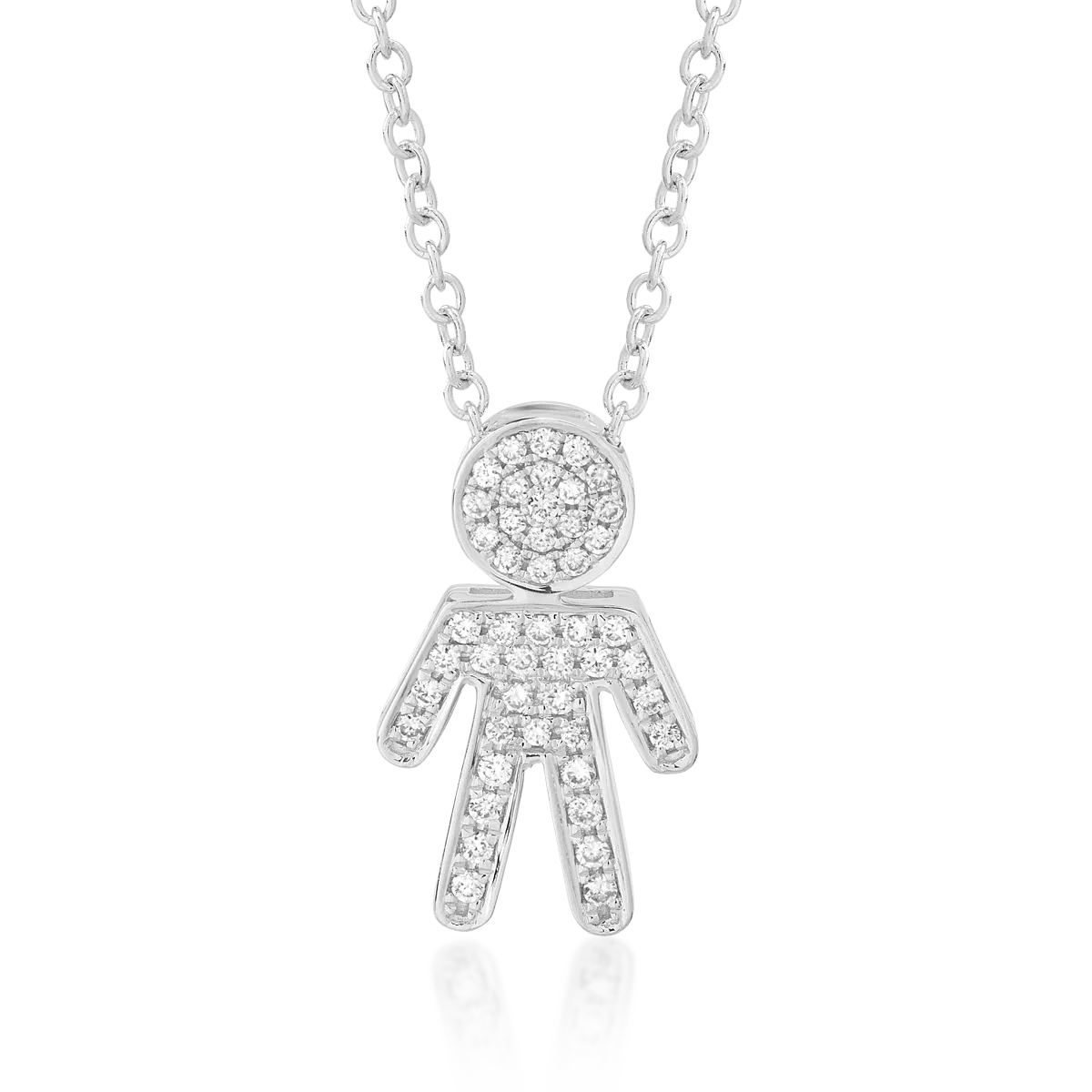 Lant cu pandantiv din aur alb cu diamante de 0.16ct