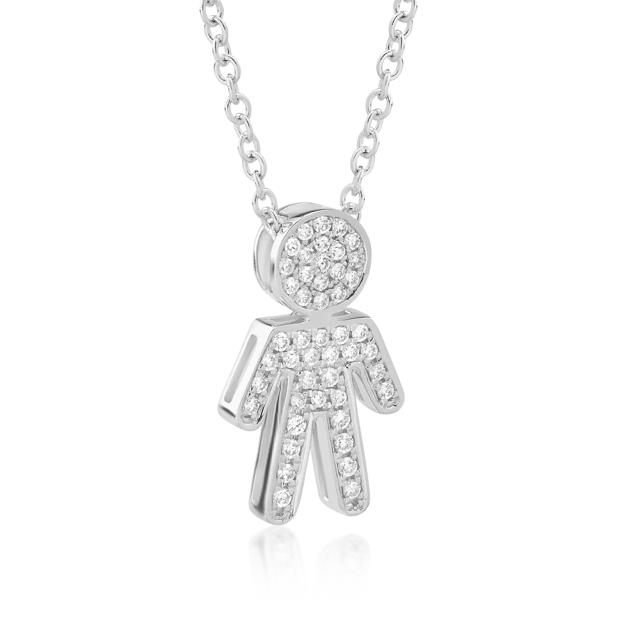 Lant cu pandantiv din aur alb cu diamante de 0.16ct