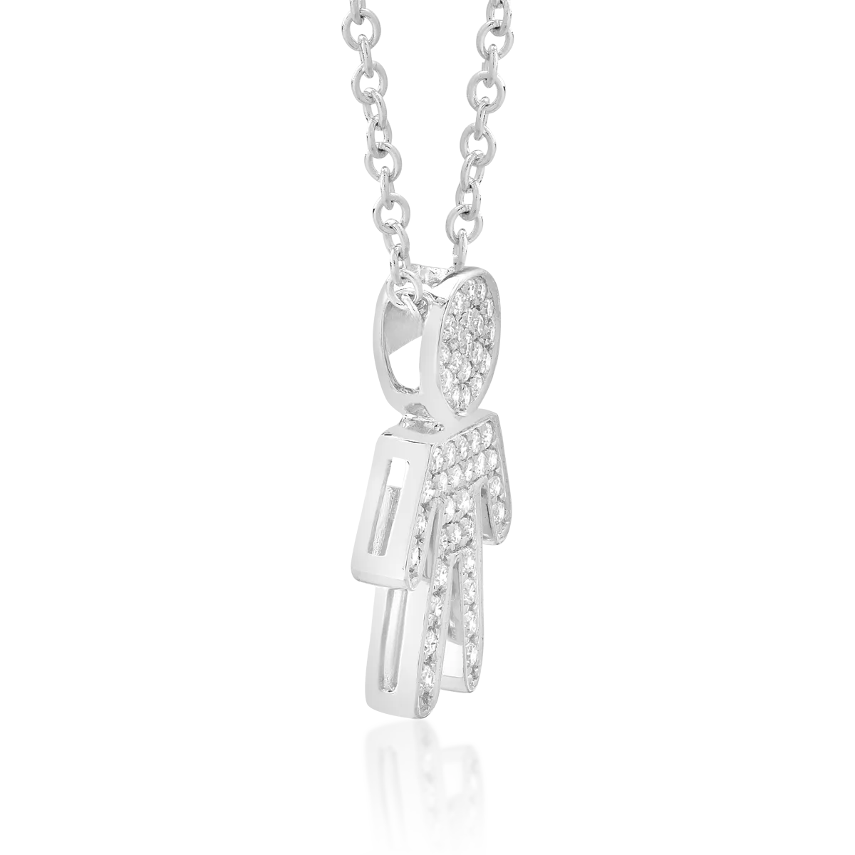 Lant cu pandantiv din aur alb cu diamante de 0.16ct