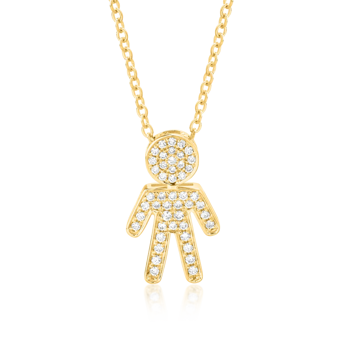 18K yellow gold chain with pendant with diamonds of 0.16ct