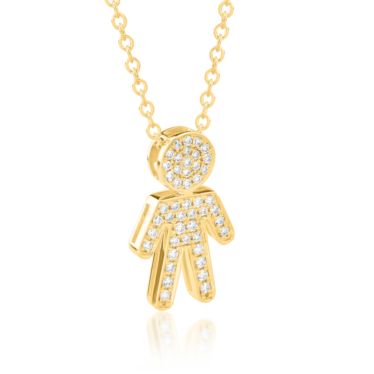 18K yellow gold chain with pendant with diamonds of 0.16ct