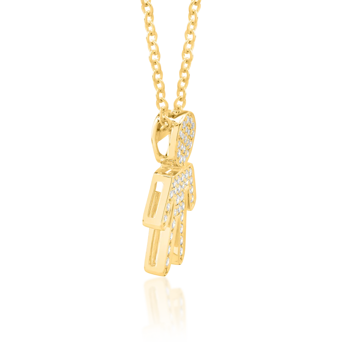 18K yellow gold chain with pendant with diamonds of 0.16ct