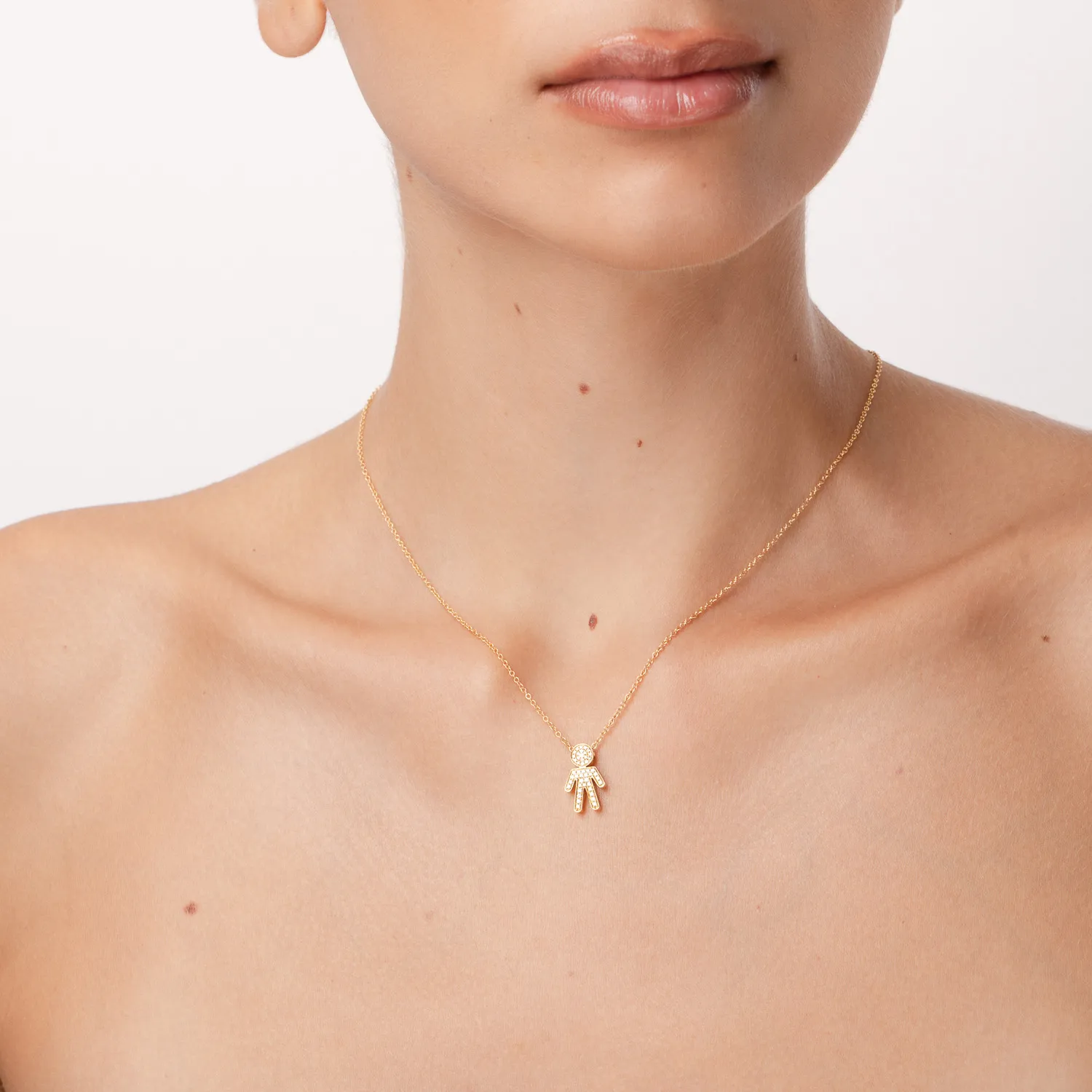 Lant cu pandantiv din aur galben cu diamante de 0.16ct