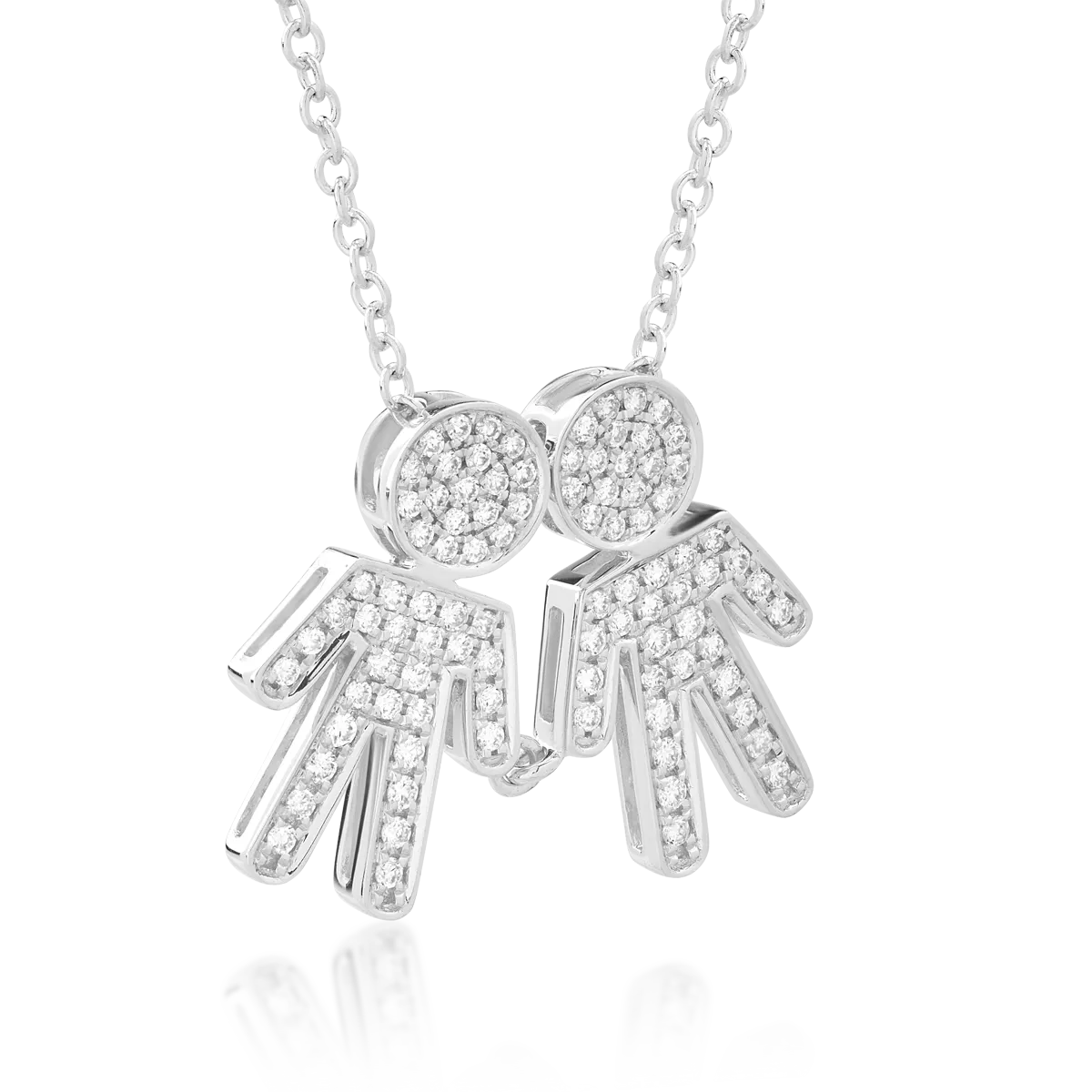 18K white gold chain with pendant with diamonds of 0.33ct