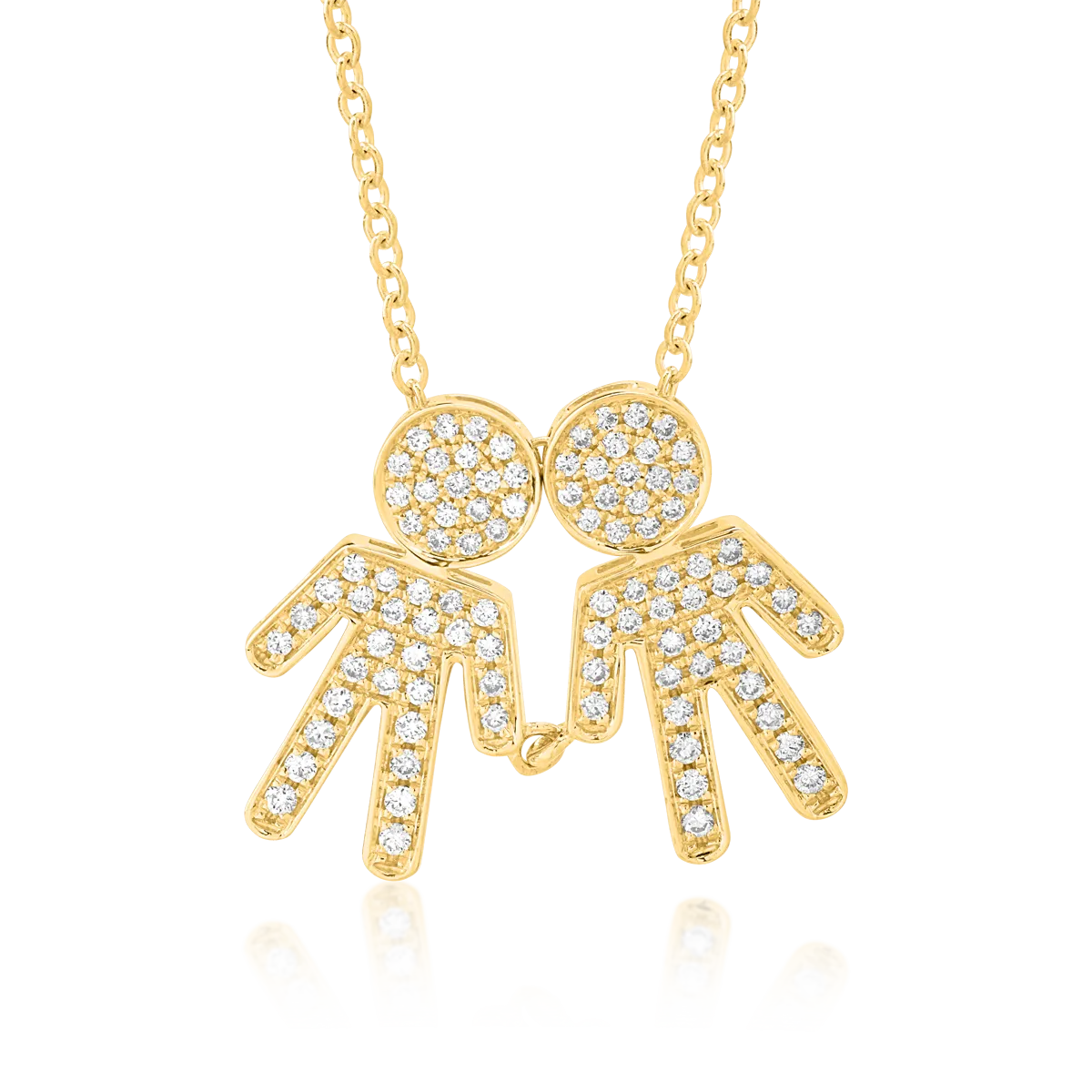 18K yellow gold chain with pendant with diamonds of 0.32ct