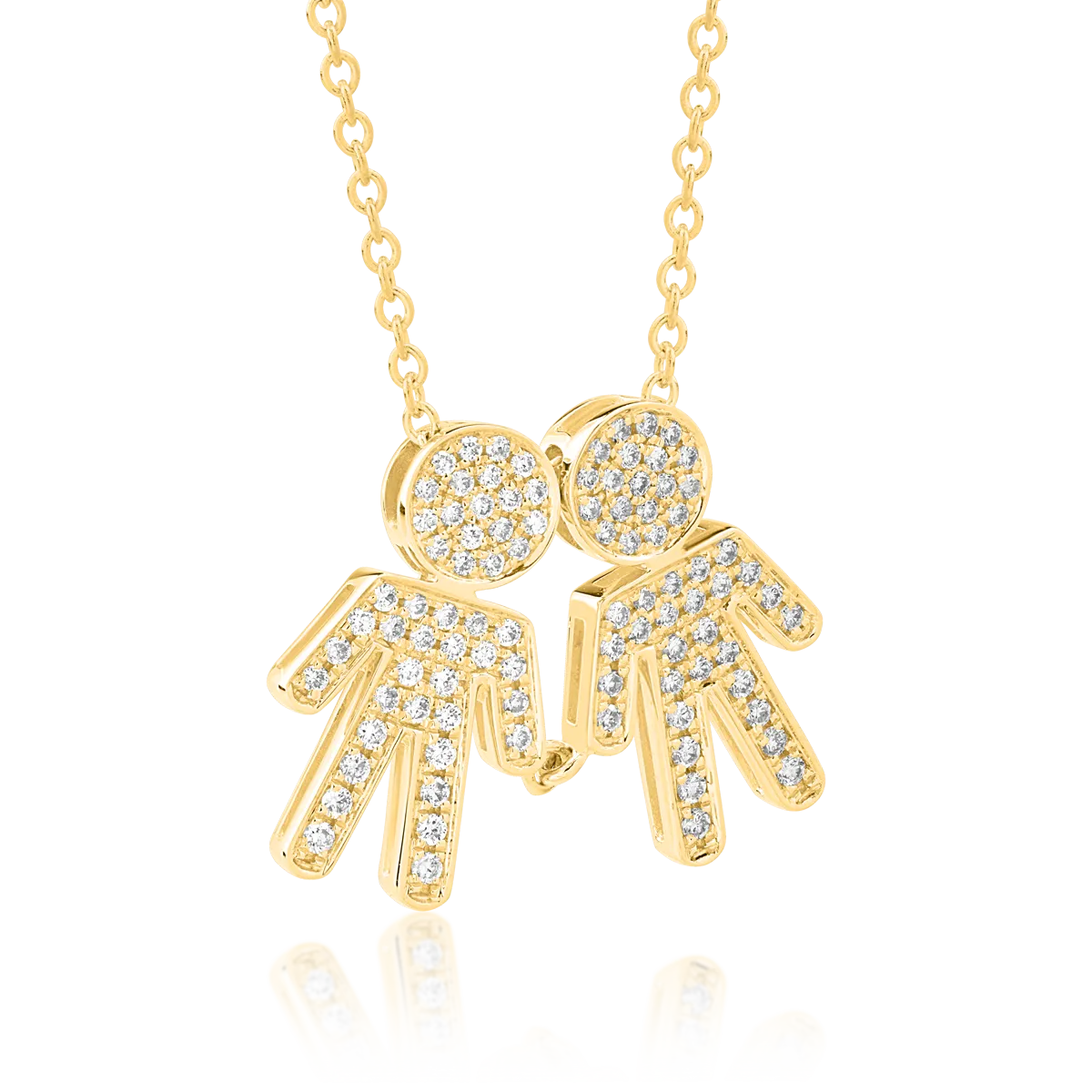 18K yellow gold chain with pendant with diamonds of 0.32ct