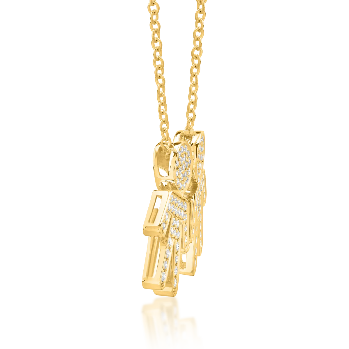 18K yellow gold chain with pendant with diamonds of 0.32ct