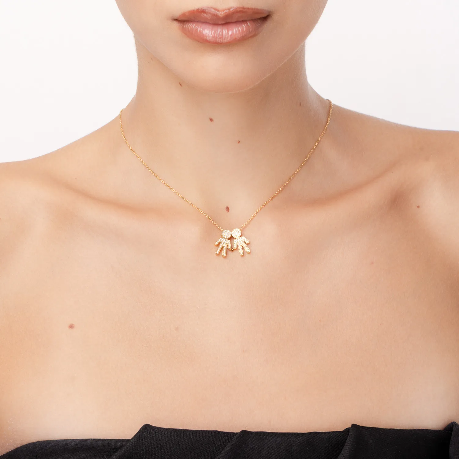 Lant cu pandantiv din aur galben cu diamante de 0.32ct
