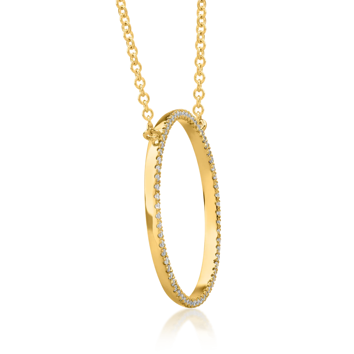18K yellow gold chain with pendant with diamonds of 0.12ct
