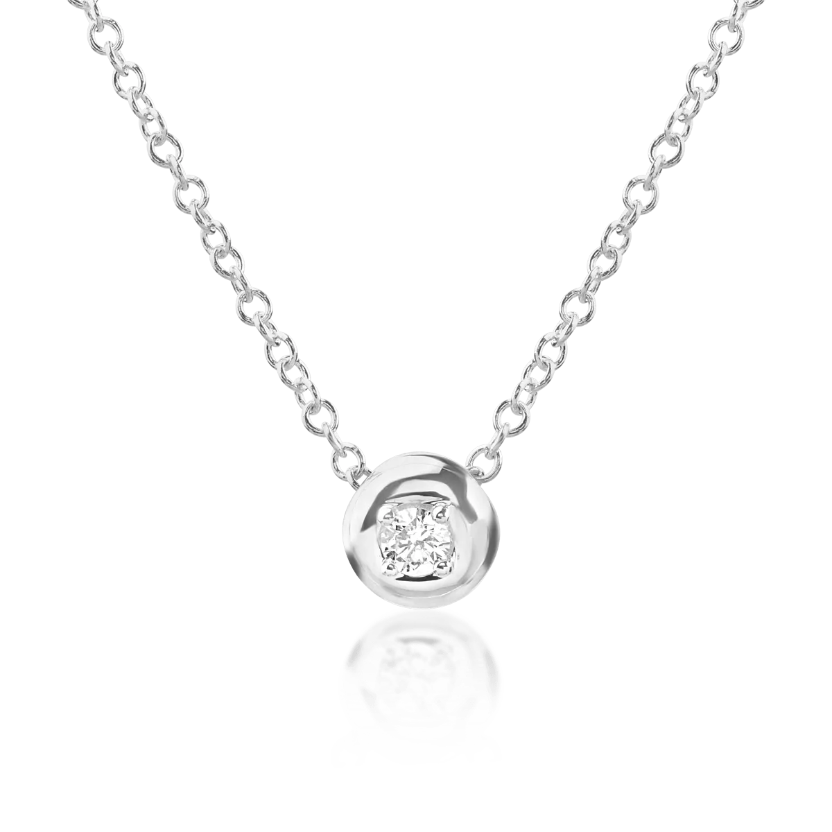 14K white gold chain with pendant with diamond of 0.041ct