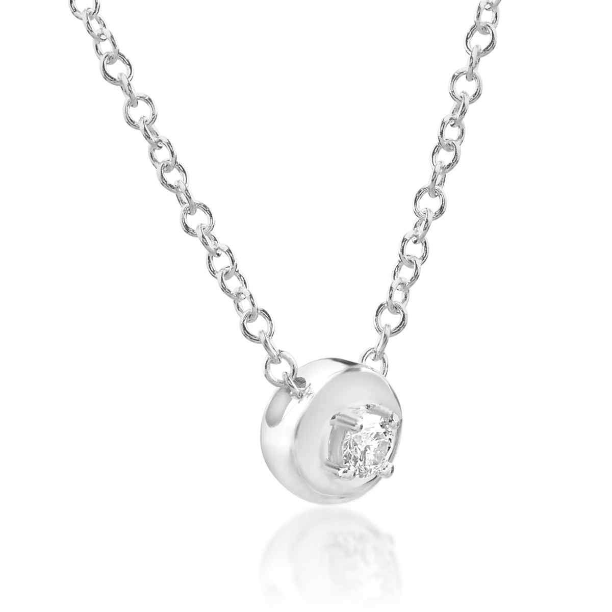 14K white gold chain with pendant with diamond of 0.041ct