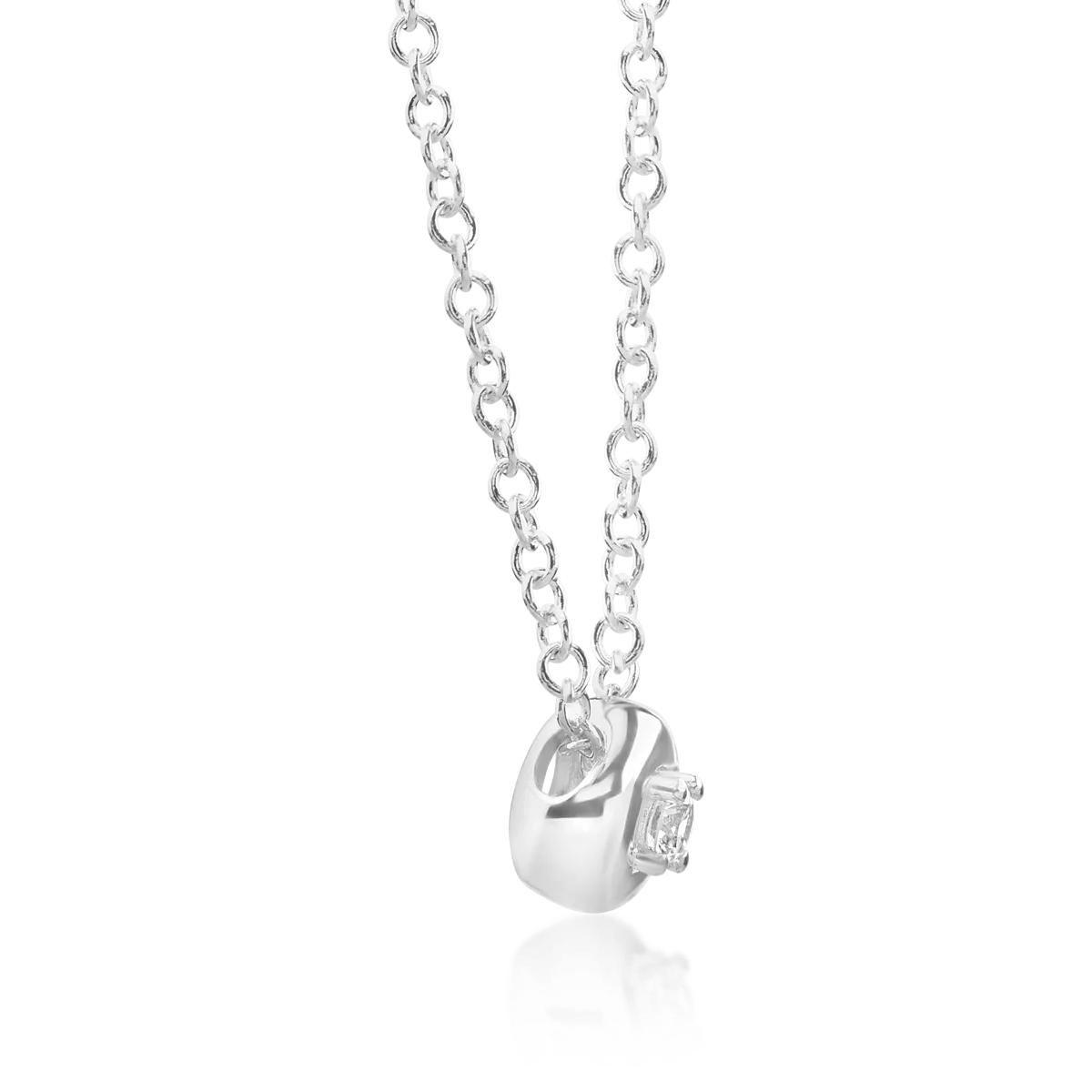 14K white gold chain with pendant with diamond of 0.041ct