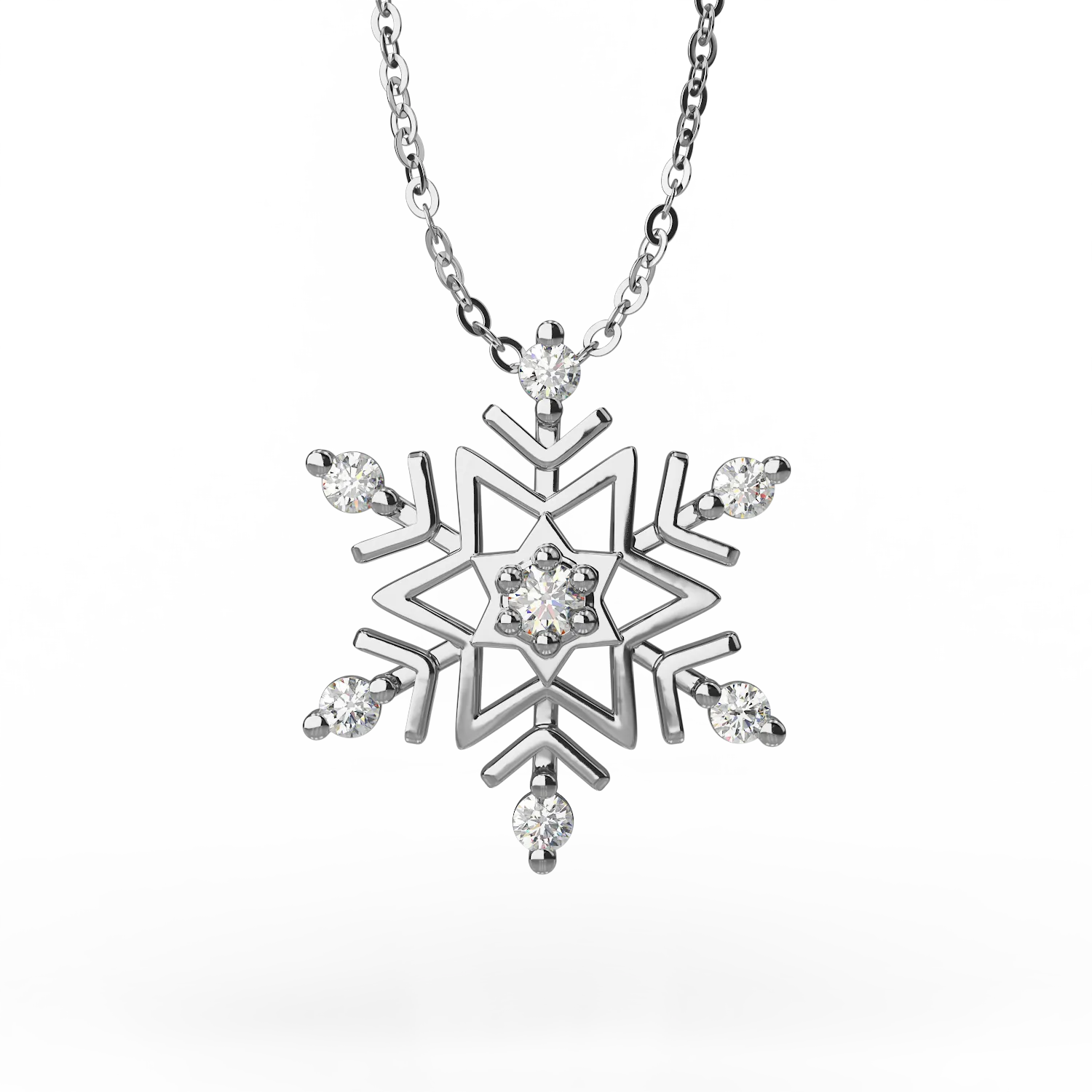 Jazda Wisiorek Snowflake 18K białego złota z brylantem 0.03ct
