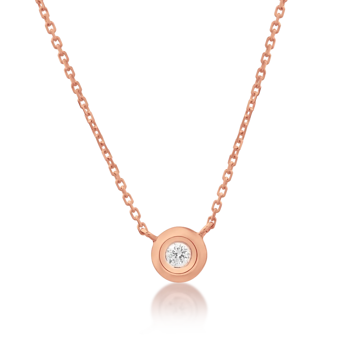 18K rose gold pendant necklace with 0.033ct diamond