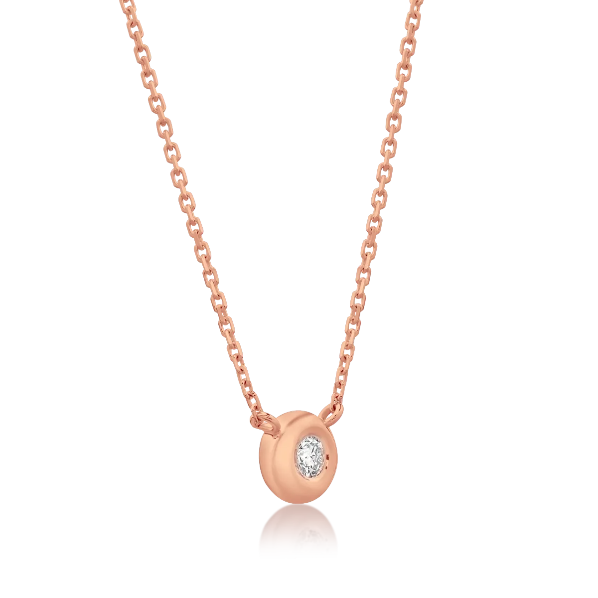 Lant cu pandantiv din aur roz de 18K cu diamant de 0.033ct