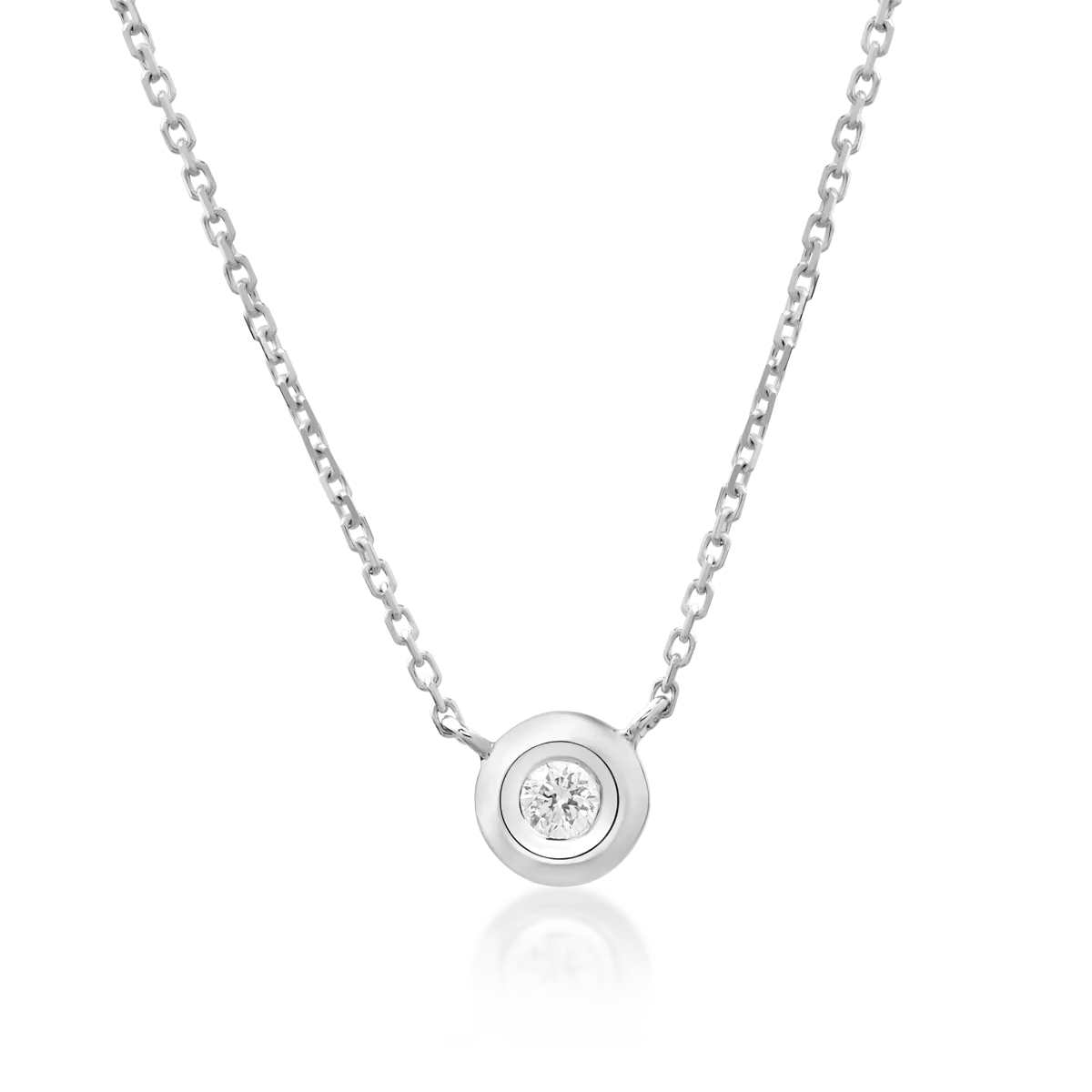 Lant cu pandantiv din aur alb de 18K cu diamant de 0.035ct