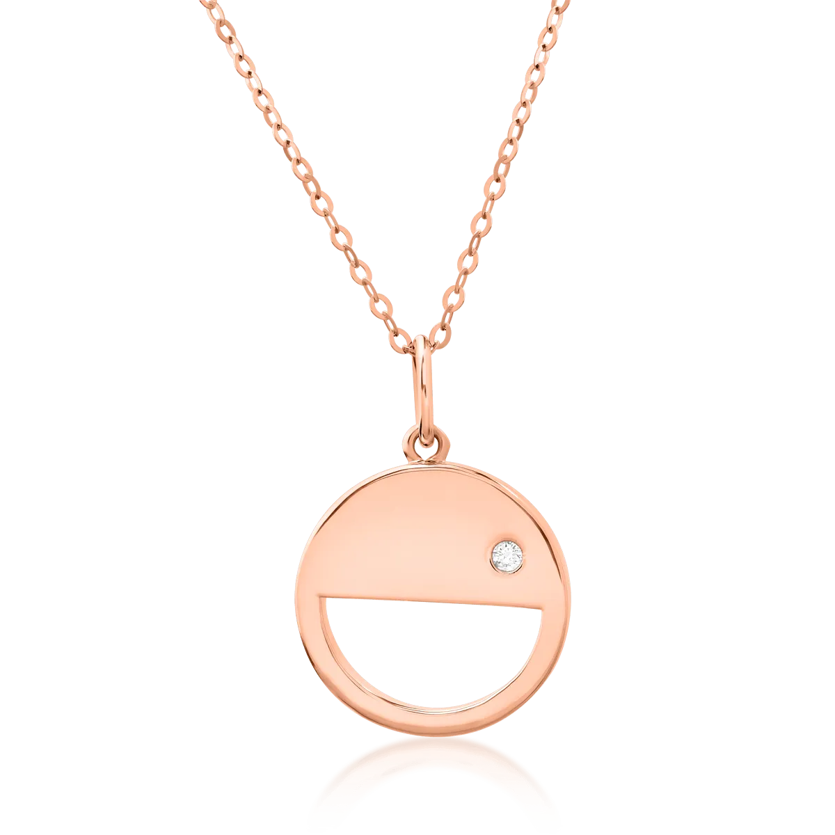 Lant cu pandantiv din aur roz cu diamant de 0.011ct