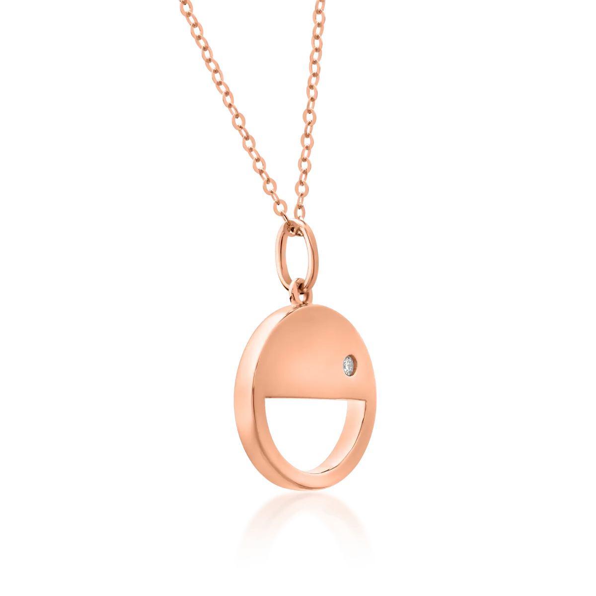 18K rose gold chain with pendant with diamond of 0.011ct