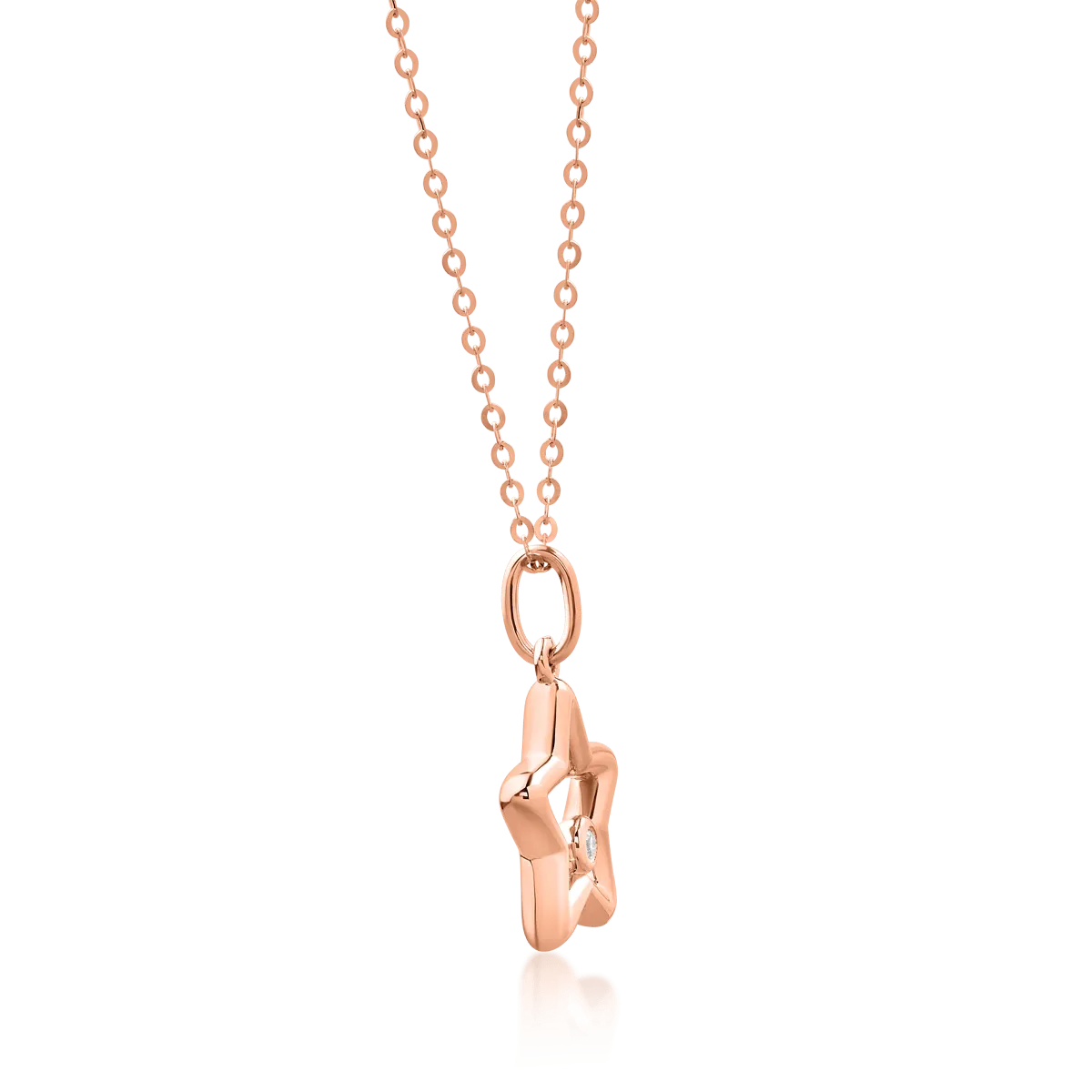 18K rose gold chain with star pendant with diamond of 0.01ct