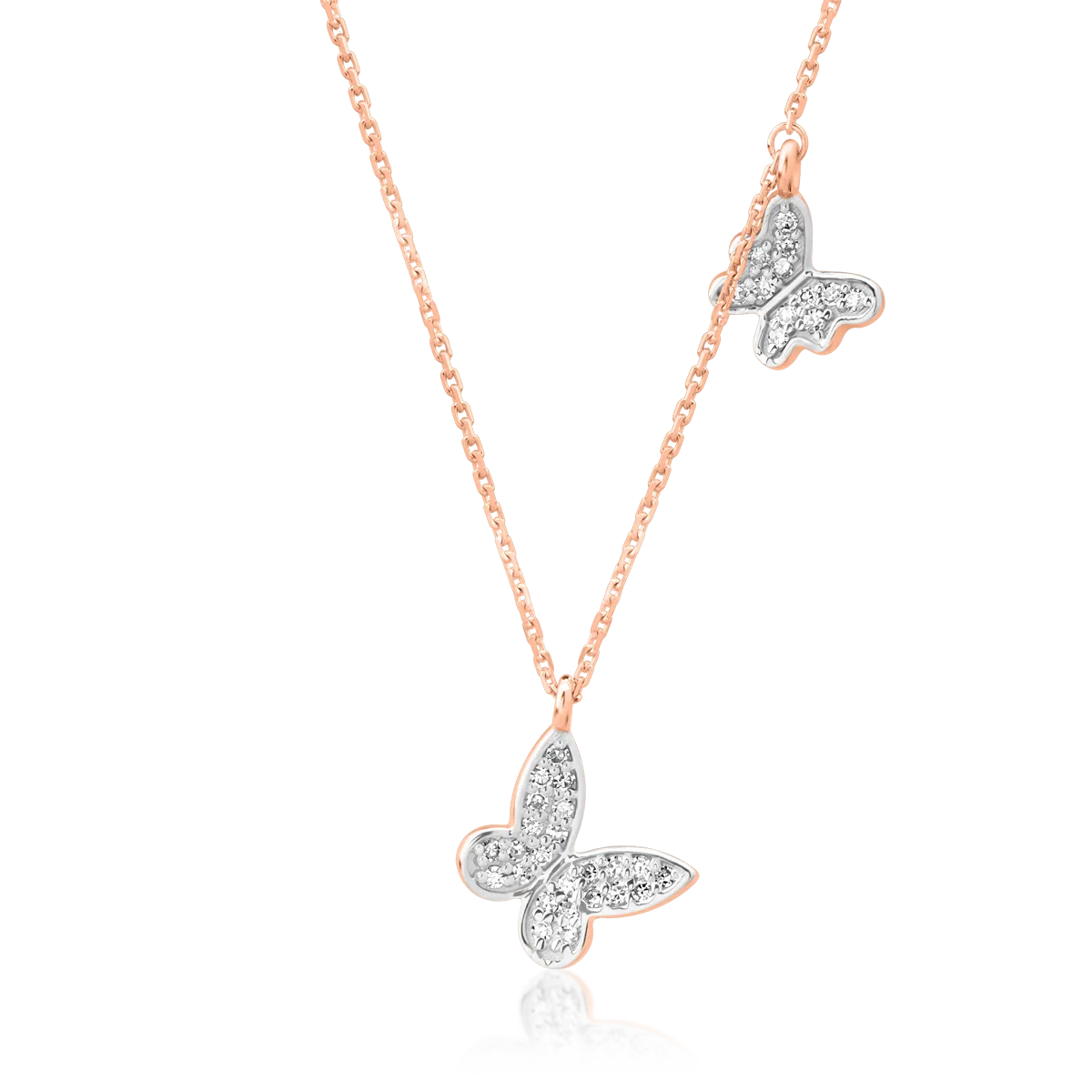 18K white-rose gold chain with pendant with 0.1ct diamonds