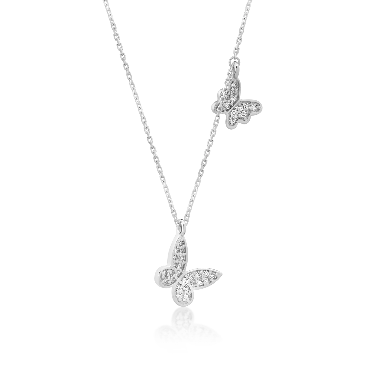 Lant cu pandantiv din aur alb cu diamante de 0.1ct