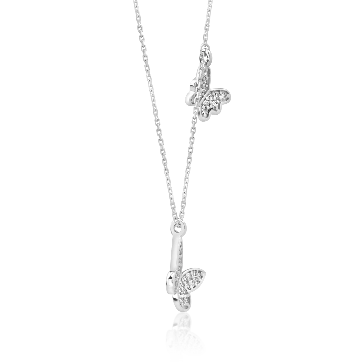 Lant cu pandantiv din aur alb cu diamante de 0.1ct