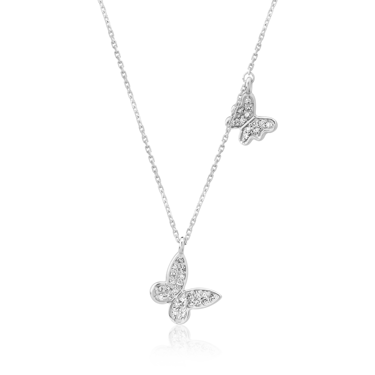18K white gold chain with pendant with diamonds of 0.1ct