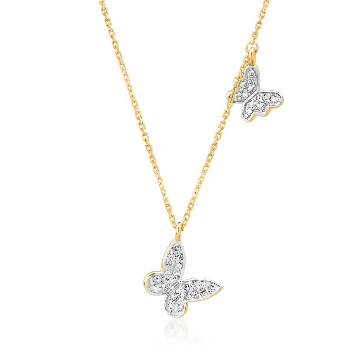 18K white/yellow gold chain with pendant with diamonds of 0.1ct