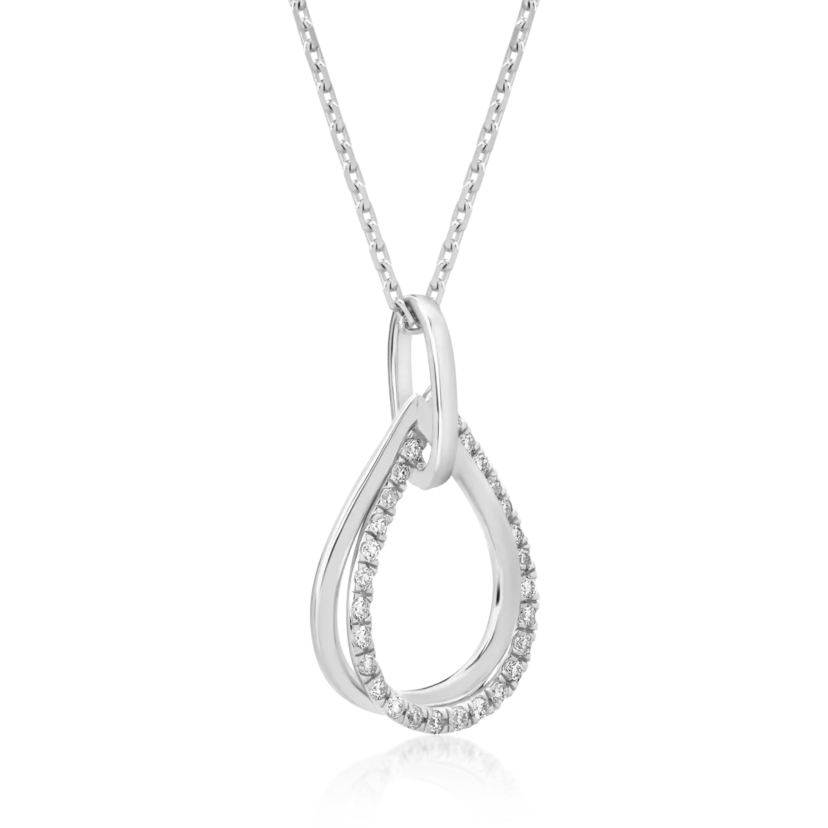 18K white gold chain with pendant with diamonds of 0.12ct