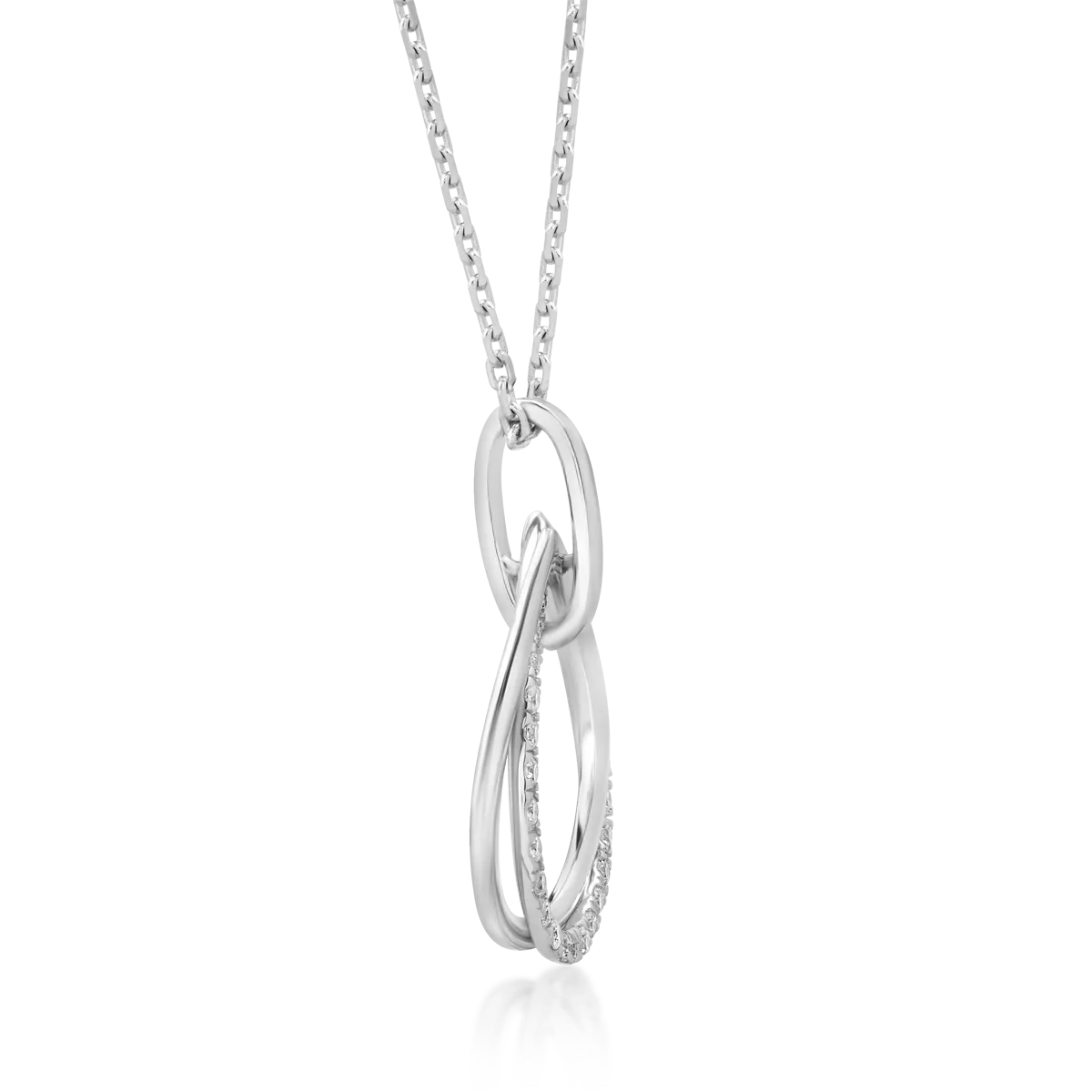 18K white gold chain with pendant with diamonds of 0.12ct
