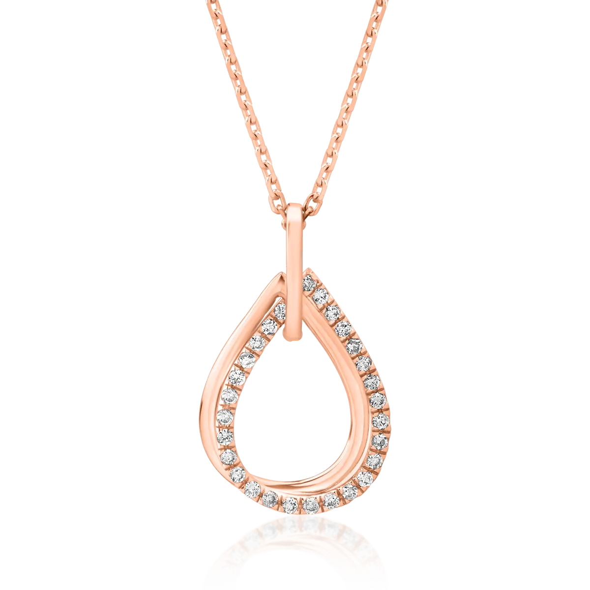18K rose gold chain with pendant with diamonds of 0.11ct
