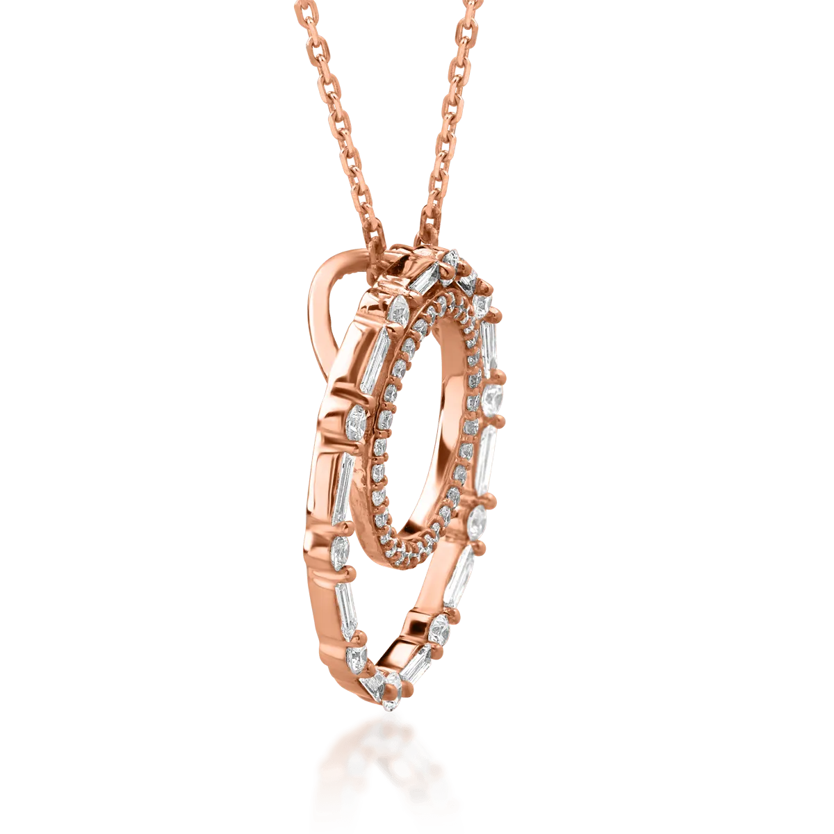 18K rose gold chain with pendant with diamonds of 0.39ct
