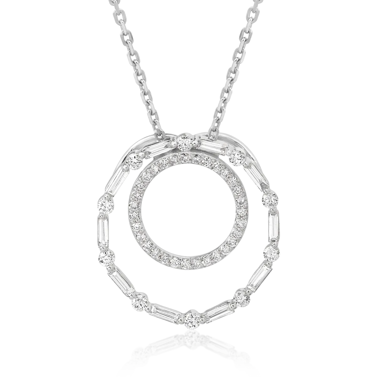 Lant cu pandantiv din aur alb de 18K cu diamante de 0.28ct