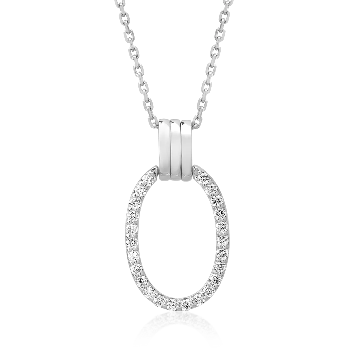 Lant cu pandantiv din aur alb cu diamante de 0.16ct