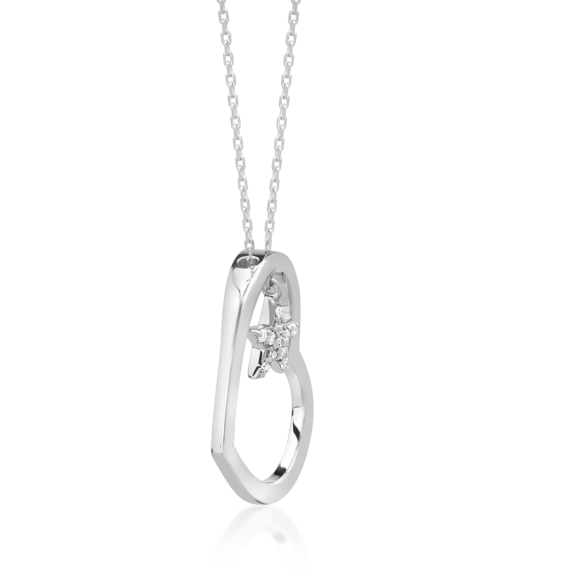 18K white gold chain with heart and star pendants with diamonds of 0.07ct